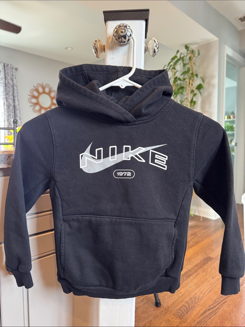 Nike Black Kids Hoodie with White Swoosh and 1972 Detail